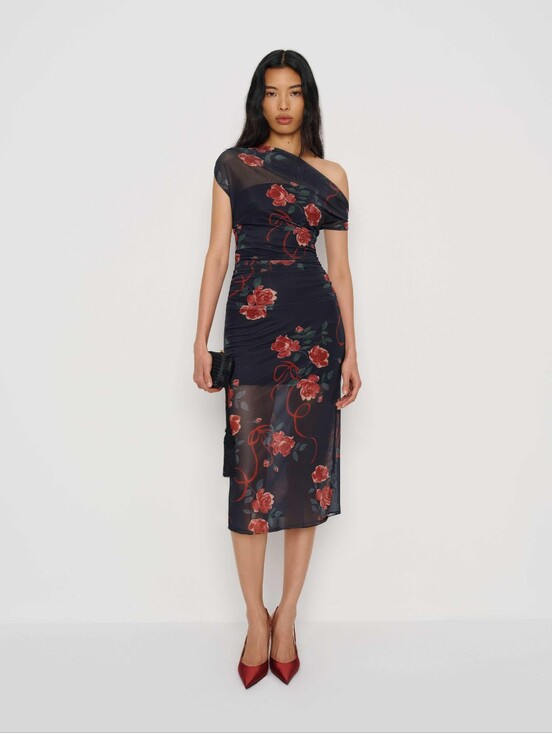 Reformation Dresses & Skirts - REFORMATION NWT Adrielle Black Floral Dress Large